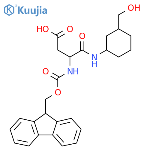3-({(9H-fluoren-9-yl)methoxycarbonyl}amino)-3-{3-(hydroxymethyl)cyclohexylcarbamoyl}propanoic acid structure