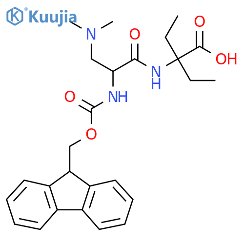 2-3-(dimethylamino)-2-({(9H-fluoren-9-yl)methoxycarbonyl}amino)propanamido-2-ethylbutanoic acid structure