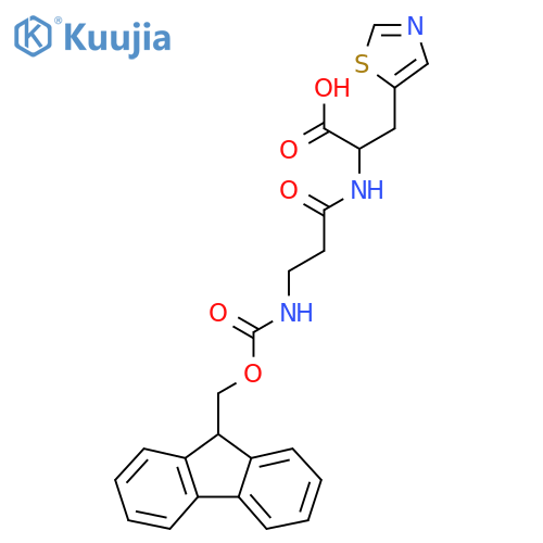2-3-({(9H-fluoren-9-yl)methoxycarbonyl}amino)propanamido-3-(1,3-thiazol-5-yl)propanoic acid structure