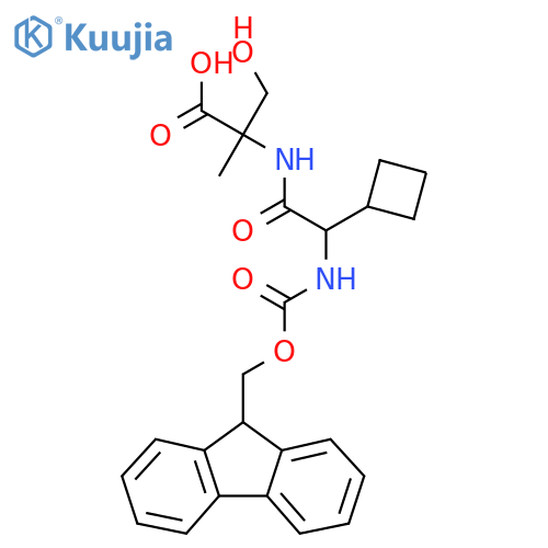 2-2-cyclobutyl-2-({(9H-fluoren-9-yl)methoxycarbonyl}amino)acetamido-3-hydroxy-2-methylpropanoic acid structure
