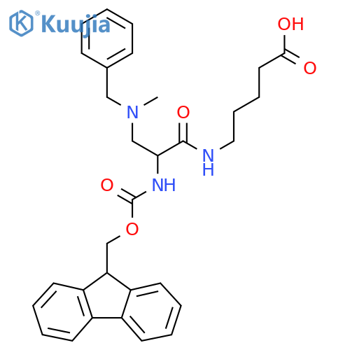 5-{3-benzyl(methyl)amino-2-({(9H-fluoren-9-yl)methoxycarbonyl}amino)propanamido}pentanoic acid structure