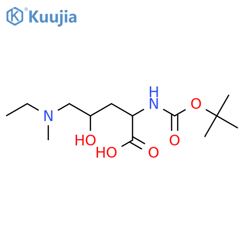 2-{(tert-butoxy)carbonylamino}-5-ethyl(methyl)amino-4-hydroxypentanoic acid structure