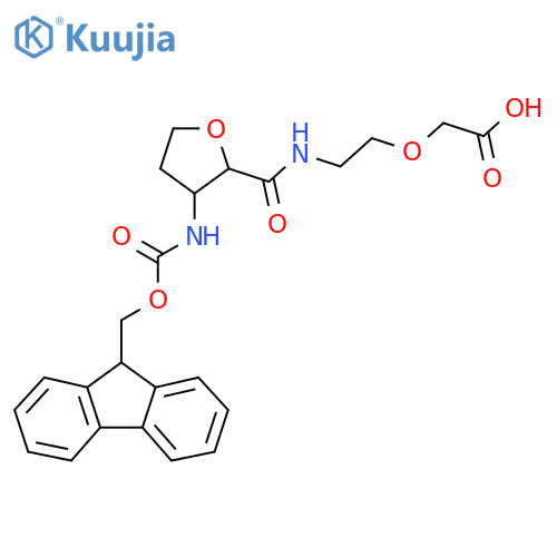 2-(2-{3-({(9H-fluoren-9-yl)methoxycarbonyl}amino)oxolan-2-ylformamido}ethoxy)acetic acid structure