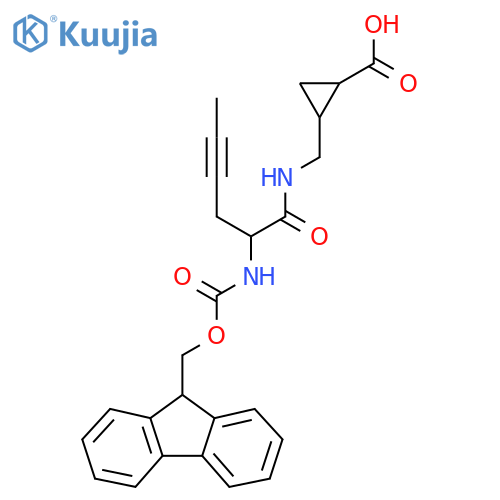 2-{2-({(9H-fluoren-9-yl)methoxycarbonyl}amino)hex-4-ynamidomethyl}cyclopropane-1-carboxylic acid structure
