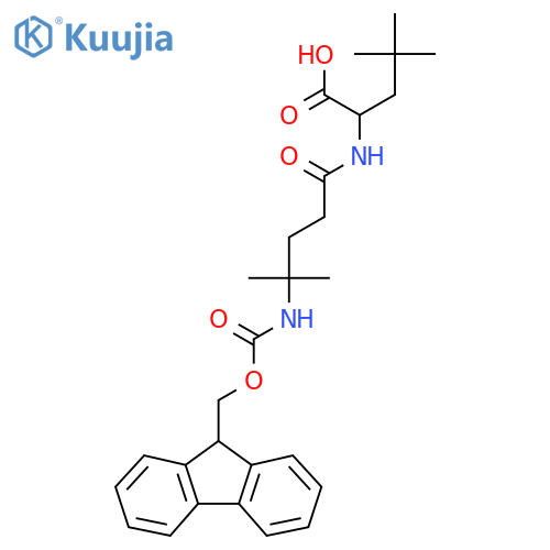 2-4-({(9H-fluoren-9-yl)methoxycarbonyl}amino)-4-methylpentanamido-4,4-dimethylpentanoic acid structure