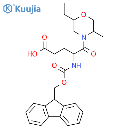 5-(2-ethyl-5-methylmorpholin-4-yl)-4-({(9H-fluoren-9-yl)methoxycarbonyl}amino)-5-oxopentanoic acid structure
