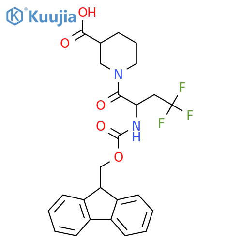1-2-({(9H-fluoren-9-yl)methoxycarbonyl}amino)-4,4,4-trifluorobutanoylpiperidine-3-carboxylic acid structure