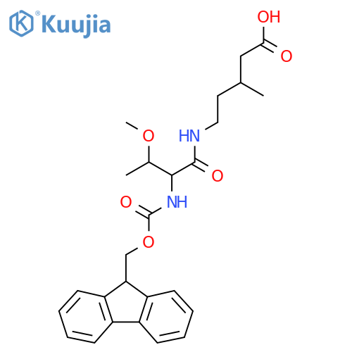5-2-({(9H-fluoren-9-yl)methoxycarbonyl}amino)-3-methoxybutanamido-3-methylpentanoic acid structure