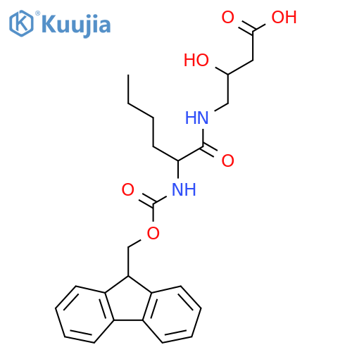 4-2-({(9H-fluoren-9-yl)methoxycarbonyl}amino)hexanamido-3-hydroxybutanoic acid structure