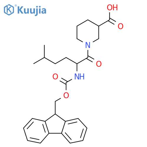 1-2-({(9H-fluoren-9-yl)methoxycarbonyl}amino)-5-methylhexanoylpiperidine-3-carboxylic acid structure