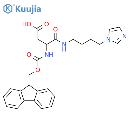 3-({(9H-fluoren-9-yl)methoxycarbonyl}amino)-3-{4-(1H-imidazol-1-yl)butylcarbamoyl}propanoic acid structure