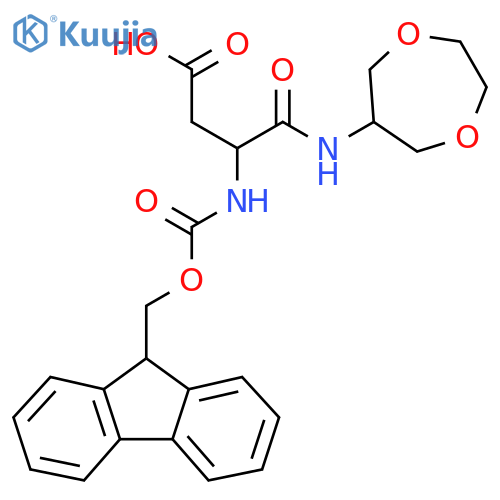 3-(1,4-dioxepan-6-yl)carbamoyl-3-({(9H-fluoren-9-yl)methoxycarbonyl}amino)propanoic acid structure