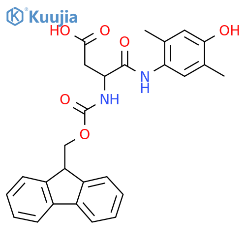 3-({(9H-fluoren-9-yl)methoxycarbonyl}amino)-3-(4-hydroxy-2,5-dimethylphenyl)carbamoylpropanoic acid structure