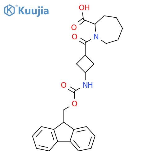 1-3-({(9H-fluoren-9-yl)methoxycarbonyl}amino)cyclobutanecarbonylazepane-2-carboxylic acid structure