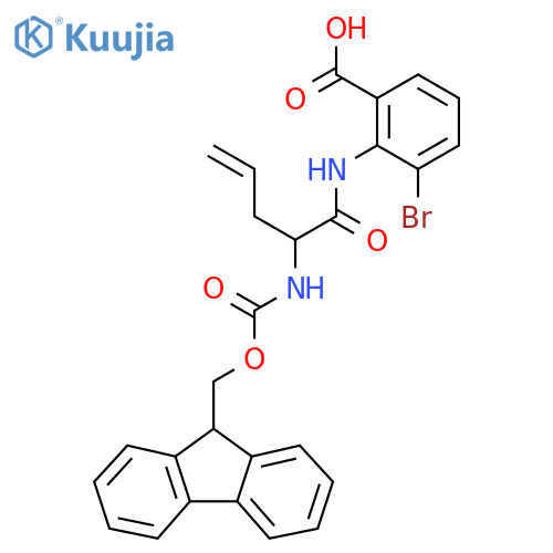 3-bromo-2-2-({(9H-fluoren-9-yl)methoxycarbonyl}amino)pent-4-enamidobenzoic acid structure