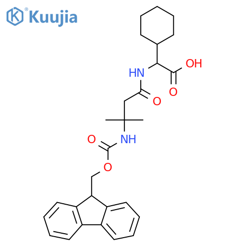 2-cyclohexyl-2-[3-({[(9H-fluoren-9-yl)methoxy]carbonyl}amino)-3-methylbutanamido]acetic acid structure