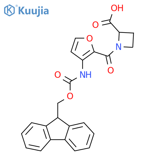 1-3-({(9H-fluoren-9-yl)methoxycarbonyl}amino)furan-2-carbonylazetidine-2-carboxylic acid structure