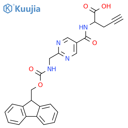 2-({2-({(9H-fluoren-9-yl)methoxycarbonyl}amino)methylpyrimidin-5-yl}formamido)pent-4-ynoic acid structure