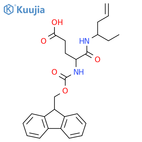 4-({(9H-fluoren-9-yl)methoxycarbonyl}amino)-4-(hex-5-en-3-yl)carbamoylbutanoic acid structure