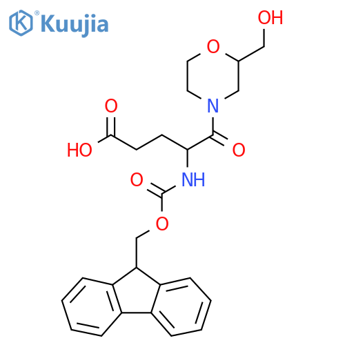 4-({(9H-fluoren-9-yl)methoxycarbonyl}amino)-5-2-(hydroxymethyl)morpholin-4-yl-5-oxopentanoic acid structure
