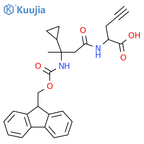 2-3-cyclopropyl-3-({(9H-fluoren-9-yl)methoxycarbonyl}amino)butanamidopent-4-ynoic acid structure