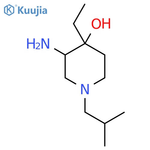 3-amino-4-ethyl-1-(2-methylpropyl)piperidin-4-ol structure
