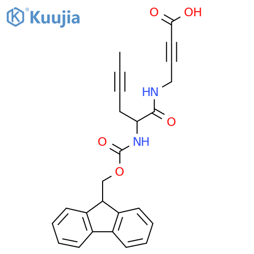 4-2-({(9H-fluoren-9-yl)methoxycarbonyl}amino)hex-4-ynamidobut-2-ynoic acid structure