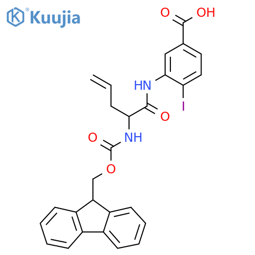 3-2-({(9H-fluoren-9-yl)methoxycarbonyl}amino)pent-4-enamido-4-iodobenzoic acid structure