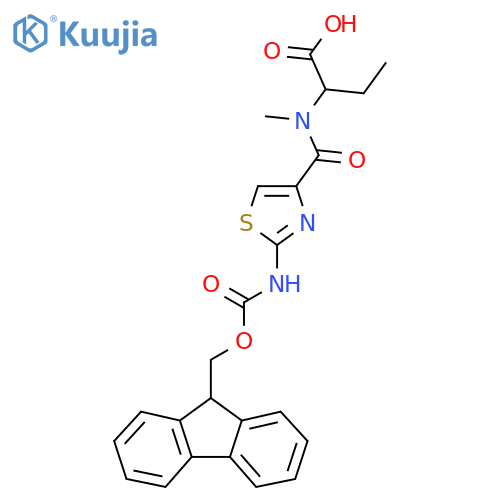 2-{1-2-({(9H-fluoren-9-yl)methoxycarbonyl}amino)-1,3-thiazol-4-yl-N-methylformamido}butanoic acid structure