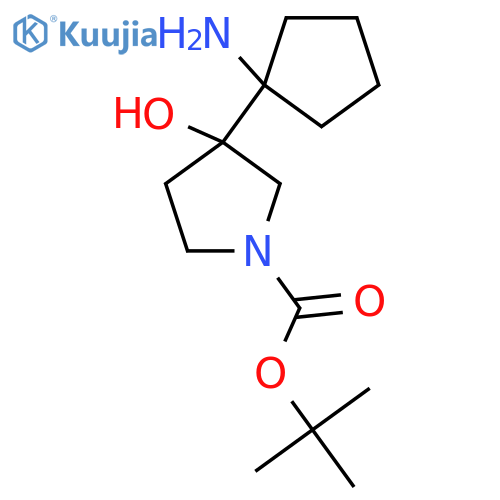 Tert-butyl 3-(1-aminocyclopentyl)-3-hydroxypyrrolidine-1-carboxylate structure