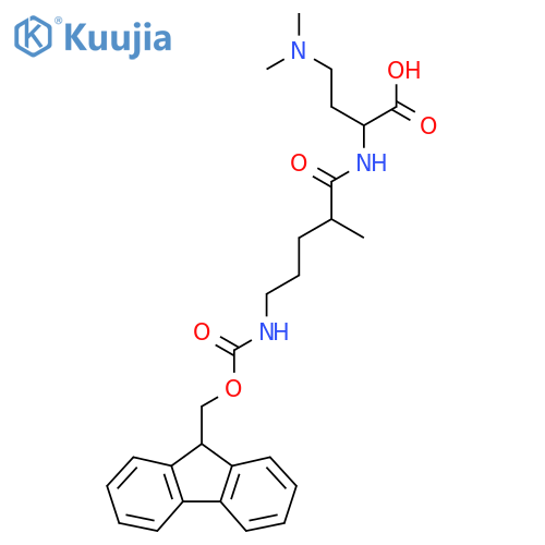 4-(dimethylamino)-2-5-({(9H-fluoren-9-yl)methoxycarbonyl}amino)-2-methylpentanamidobutanoic acid structure