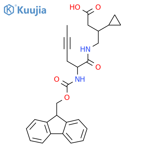 3-cyclopropyl-4-2-({(9H-fluoren-9-yl)methoxycarbonyl}amino)hex-4-ynamidobutanoic acid structure