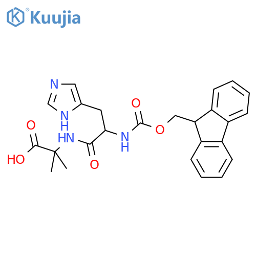 2-2-({(9H-fluoren-9-yl)methoxycarbonyl}amino)-3-(1H-imidazol-4-yl)propanamido-2-methylpropanoic acid structure