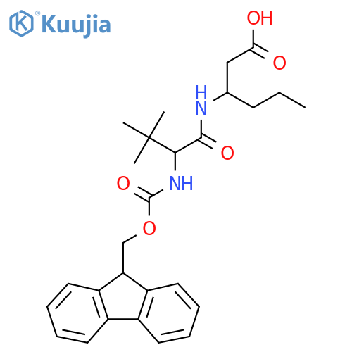 3-2-({(9H-fluoren-9-yl)methoxycarbonyl}amino)-3,3-dimethylbutanamidohexanoic acid structure