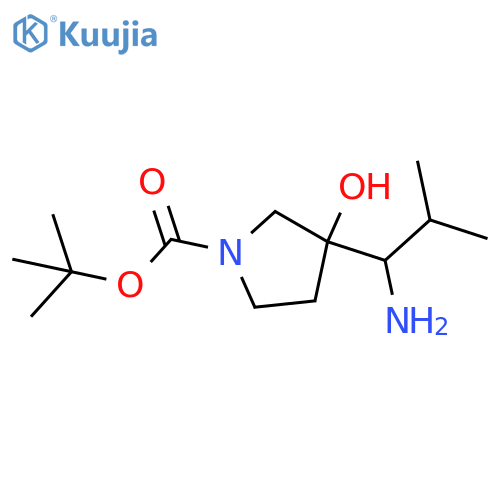 tert-butyl 3-(1-amino-2-methylpropyl)-3-hydroxypyrrolidine-1-carboxylate structure