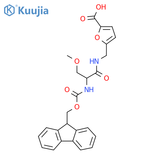5-{2-({(9H-fluoren-9-yl)methoxycarbonyl}amino)-3-methoxypropanamidomethyl}furan-2-carboxylic acid structure