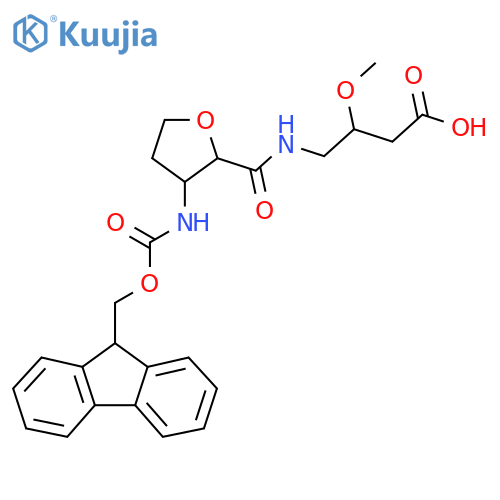4-{3-({(9H-fluoren-9-yl)methoxycarbonyl}amino)oxolan-2-ylformamido}-3-methoxybutanoic acid structure