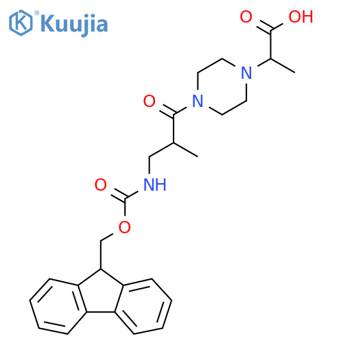 2-{4-3-({(9H-fluoren-9-yl)methoxycarbonyl}amino)-2-methylpropanoylpiperazin-1-yl}propanoic acid structure