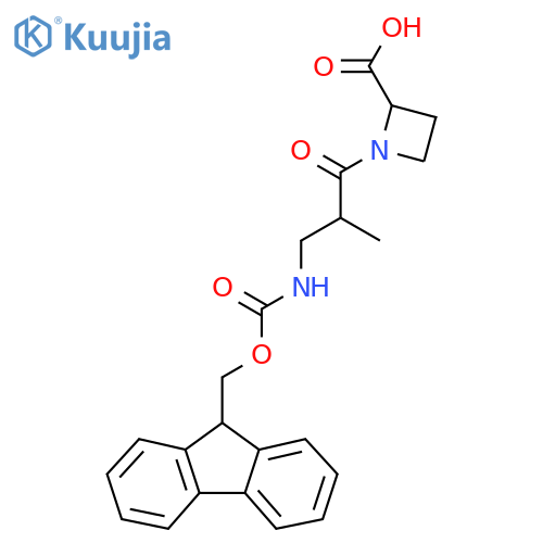 1-3-({(9H-fluoren-9-yl)methoxycarbonyl}amino)-2-methylpropanoylazetidine-2-carboxylic acid structure