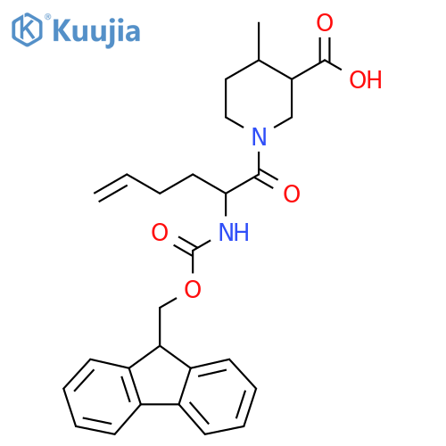 1-2-({(9H-fluoren-9-yl)methoxycarbonyl}amino)hex-5-enoyl-4-methylpiperidine-3-carboxylic acid structure