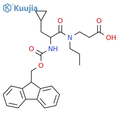 3-3-cyclopropyl-2-({(9H-fluoren-9-yl)methoxycarbonyl}amino)-N-propylpropanamidopropanoic acid structure