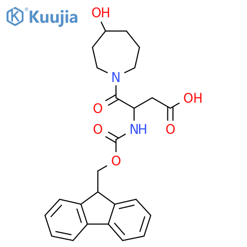 3-({(9H-fluoren-9-yl)methoxycarbonyl}amino)-4-(4-hydroxyazepan-1-yl)-4-oxobutanoic acid structure