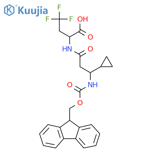 2-3-cyclopropyl-3-({(9H-fluoren-9-yl)methoxycarbonyl}amino)propanamido-4,4,4-trifluorobutanoic acid structure