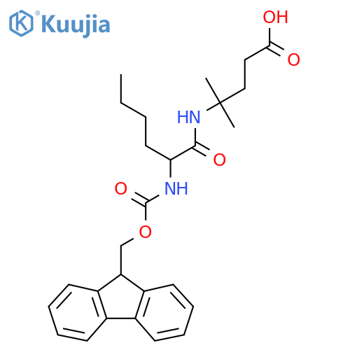 4-2-({(9H-fluoren-9-yl)methoxycarbonyl}amino)hexanamido-4-methylpentanoic acid structure