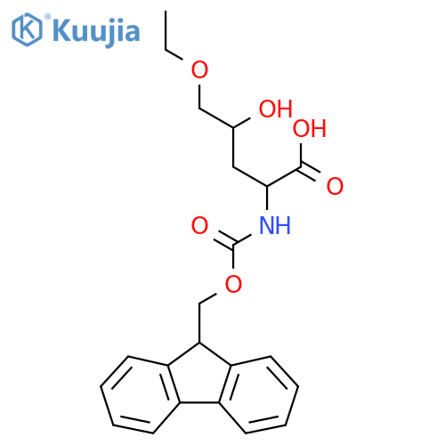5-ethoxy-2-({(9H-fluoren-9-yl)methoxycarbonyl}amino)-4-hydroxypentanoic acid structure