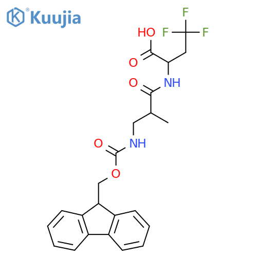 2-3-({(9H-fluoren-9-yl)methoxycarbonyl}amino)-2-methylpropanamido-4,4,4-trifluorobutanoic acid structure
