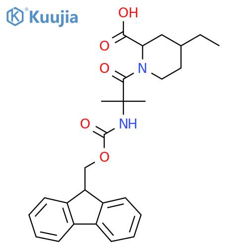 4-ethyl-1-2-({(9H-fluoren-9-yl)methoxycarbonyl}amino)-2-methylpropanoylpiperidine-2-carboxylic acid structure