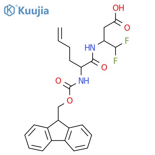 3-2-({(9H-fluoren-9-yl)methoxycarbonyl}amino)hex-5-enamido-4,4-difluorobutanoic acid structure