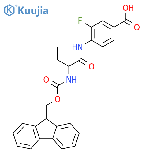 4-2-({(9H-fluoren-9-yl)methoxycarbonyl}amino)butanamido-3-fluorobenzoic acid structure