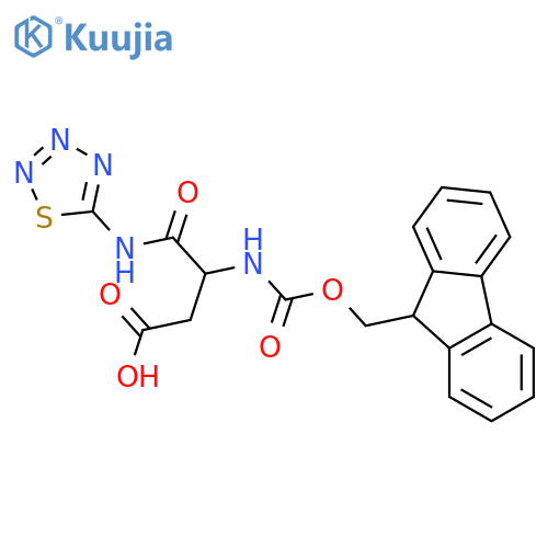 3-({(9H-fluoren-9-yl)methoxycarbonyl}amino)-3-(1,2,3,4-thiatriazol-5-yl)carbamoylpropanoic acid structure